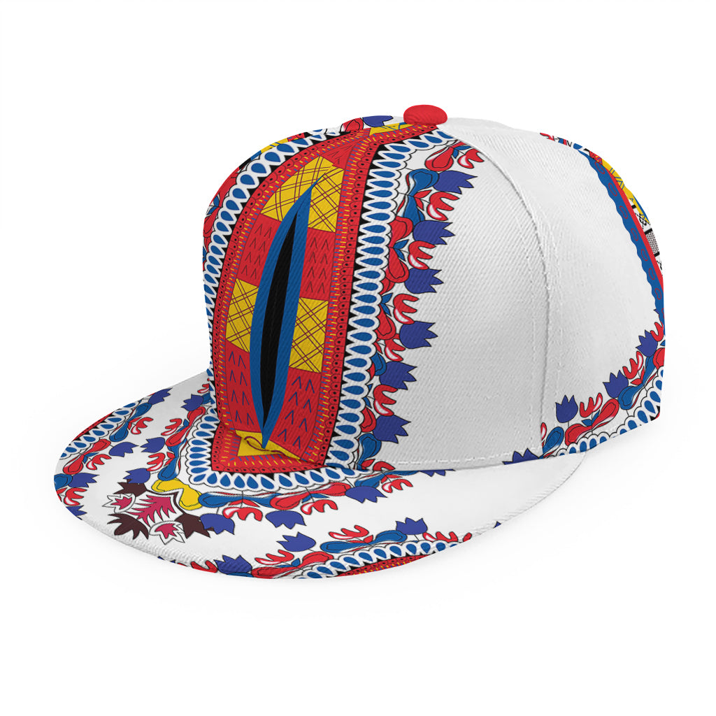 Red And White African Dashiki Print Snapback Cap