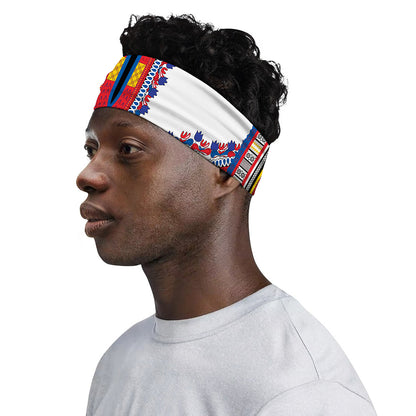 Red And White African Dashiki Print Sports Headband