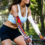 Red And White African Dashiki Print Sun Protection Arm Sleeves