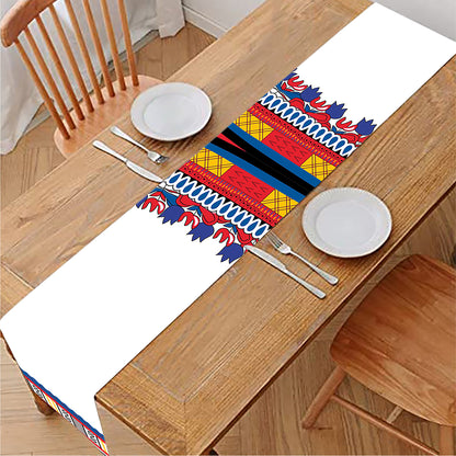 Red And White African Dashiki Print Table Runner