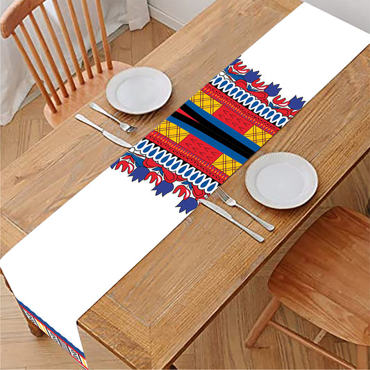 Red And White African Dashiki Print Table Runner