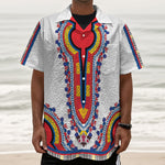 Red And White African Dashiki Print Textured Short Sleeve Shirt