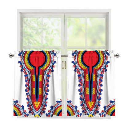 Red And White African Dashiki Print Tier Curtains