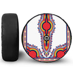 Red And White African Dashiki Print Tire Cover With Camera Hole