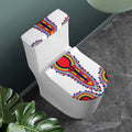 Red And White African Dashiki Print Toilet Lid And Tank Cover Set