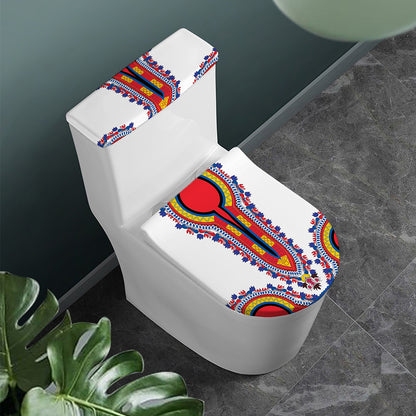 Red And White African Dashiki Print Toilet Lid And Tank Cover Set