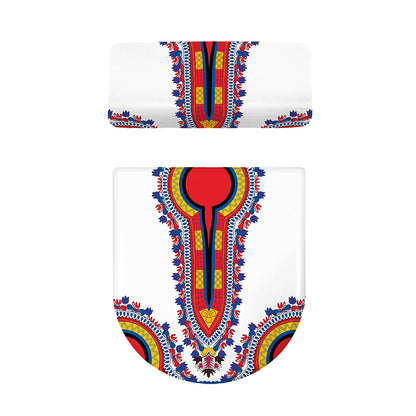 Red And White African Dashiki Print Toilet Lid And Tank Cover Set