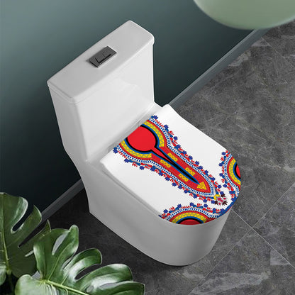 Red And White African Dashiki Print Toilet Lid Cover