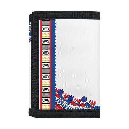 Red And White African Dashiki Print Trifold Wallet