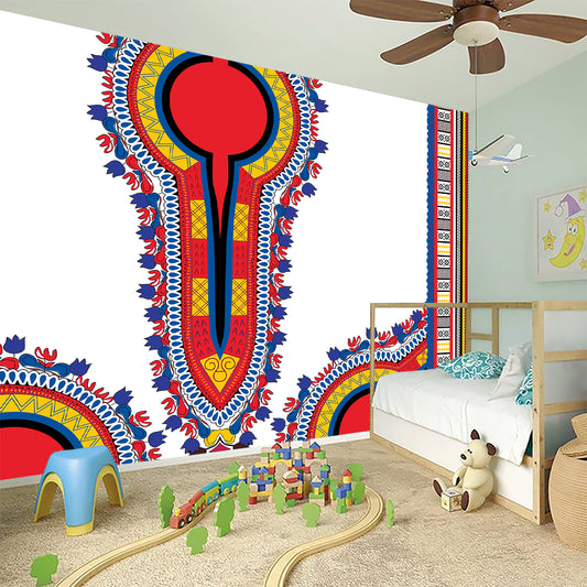 Red And White African Dashiki Print Wall Sticker