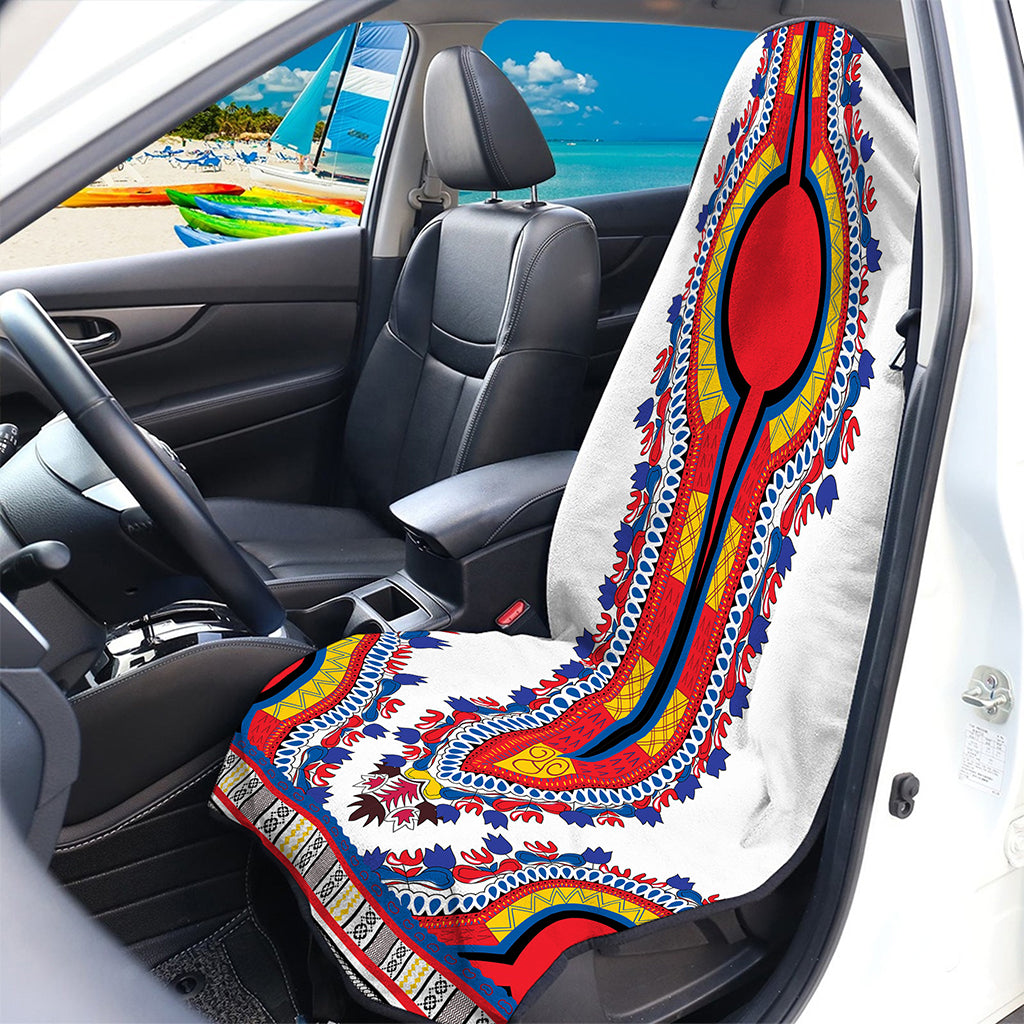 Red And White African Dashiki Print Waterproof Car Seat Cover