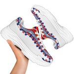 Red And White African Dashiki Print White Chunky Shoes