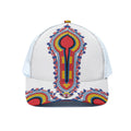 Red And White African Dashiki Print White Mesh Trucker Hat