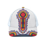 Red And White African Dashiki Print White Mesh Trucker Cap