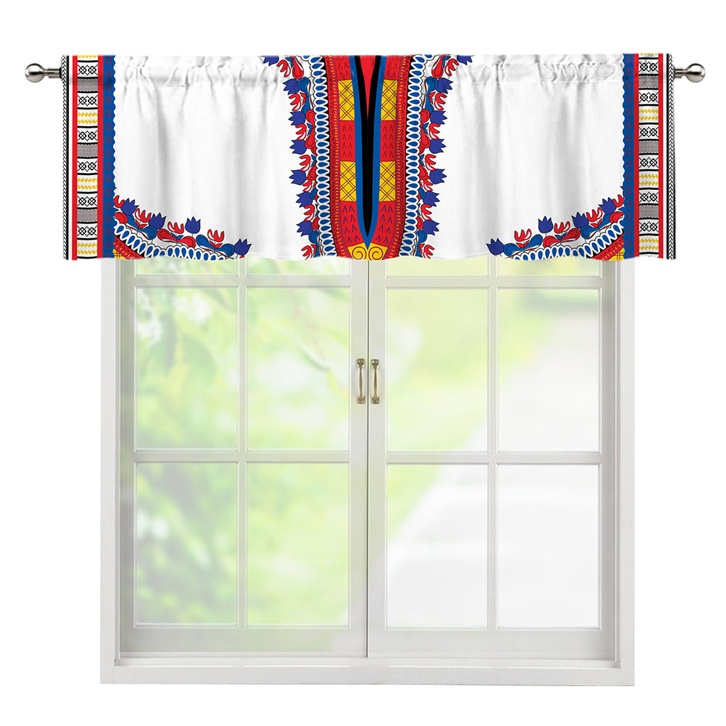 Red And White African Dashiki Print Window Valance