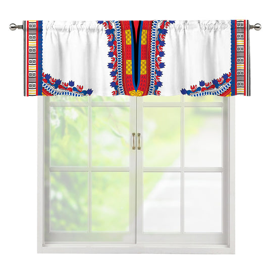 Red And White African Dashiki Print Window Valance