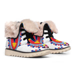 Red And White African Dashiki Print Winter Boots