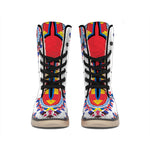 Red And White African Dashiki Print Winter Boots