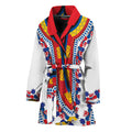 Red And White African Dashiki Print Women's Bathrobe