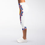Red And White African Dashiki Print Women's Capri Leggings