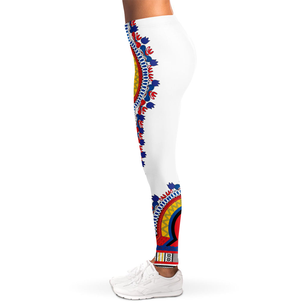 Red And White African Dashiki Print Women's Leggings