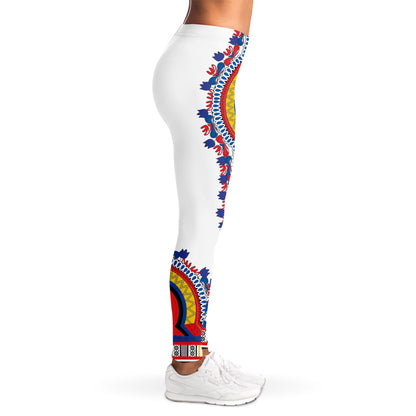Red And White African Dashiki Print Women's Leggings