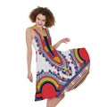 Red And White African Dashiki Print Sleeveless Knee Length Dress