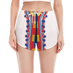 Red And White African Dashiki Print Women's Split Running Shorts