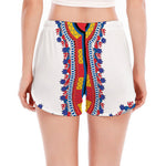 Red And White African Dashiki Print Women's Split Running Shorts