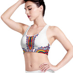 Red And White African Dashiki Print Women's Sports Bra
