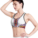 Red And White African Dashiki Print Women's Sports Bra