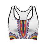 Red And White African Dashiki Print Women's Sports Bra
