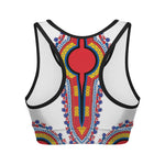 Red And White African Dashiki Print Women's Sports Bra