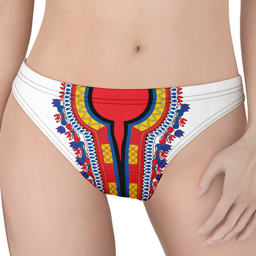 Red And White African Dashiki Print Women's Thong