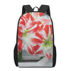 Red And White Amaryllis Print 17 Inch Backpack