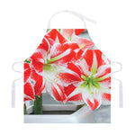 Red And White Amaryllis Print Adjustable Apron