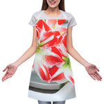 Red And White Amaryllis Print Adjustable Apron