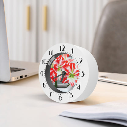 Red And White Amaryllis Print Alarm Clock