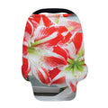 Red And White Amaryllis Print Baby Seat Cover