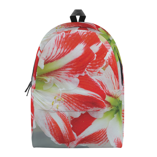 Red And White Amaryllis Print Backpack