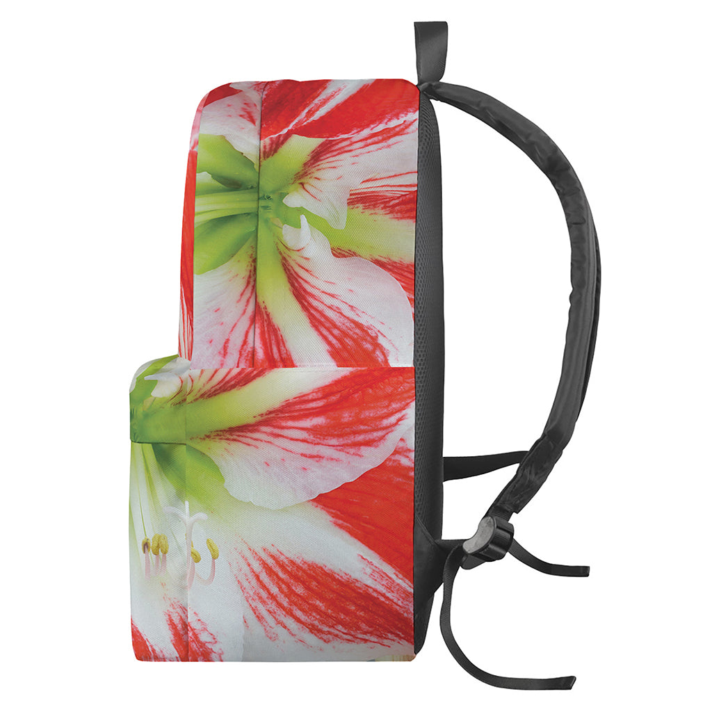 Red And White Amaryllis Print Backpack