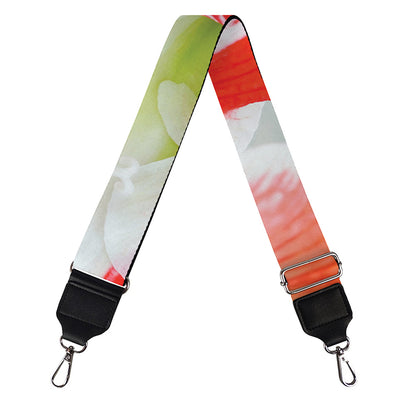 Red And White Amaryllis Print Bag Strap