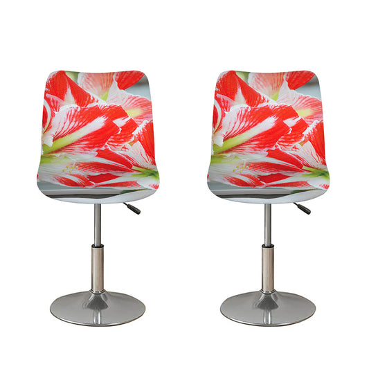Red And White Amaryllis Print Bar Stool Covers