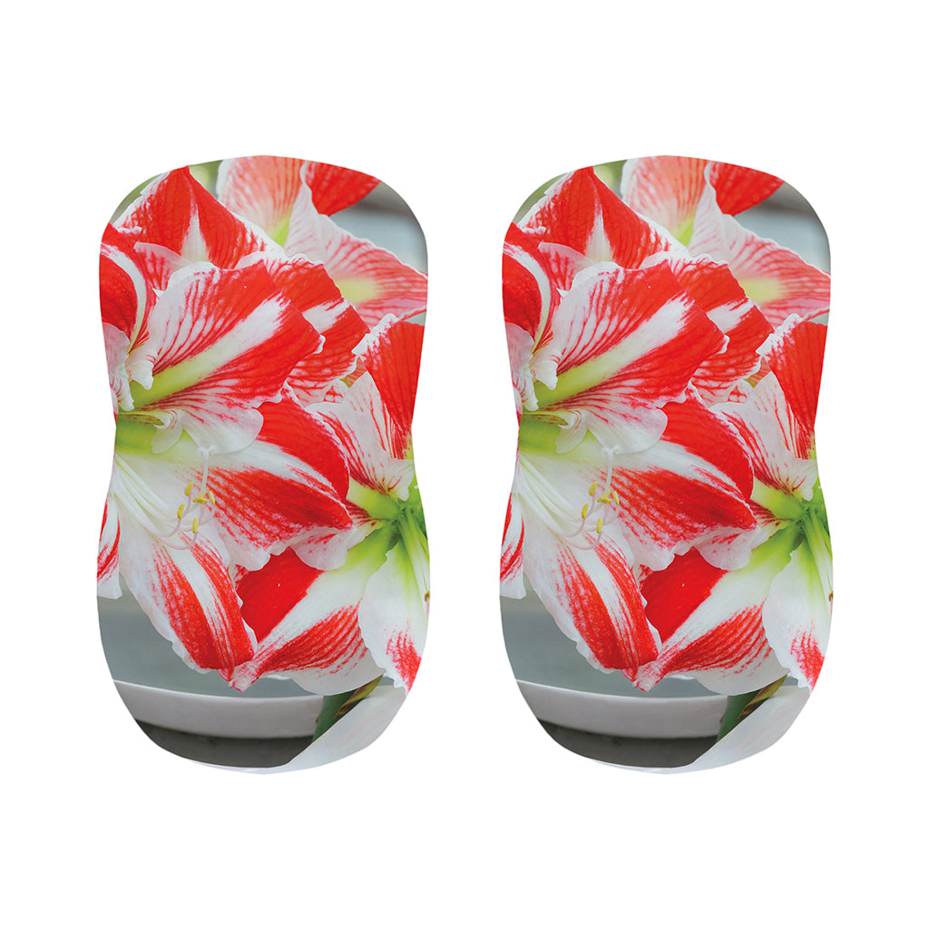 Red And White Amaryllis Print Bar Stool Covers