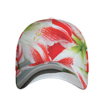 Red And White Amaryllis Print Baseball Cap