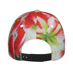 Red And White Amaryllis Print Baseball Cap