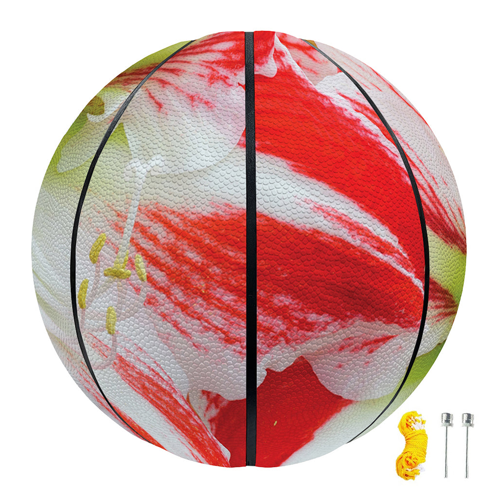 Red And White Amaryllis Print Basketball