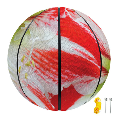 Red And White Amaryllis Print Basketball