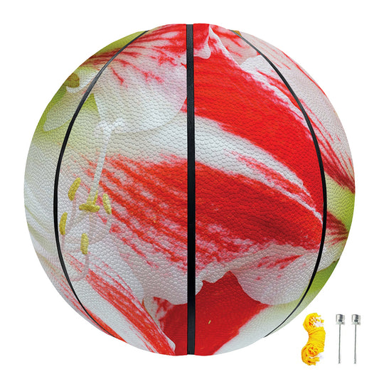 Red And White Amaryllis Print Basketball