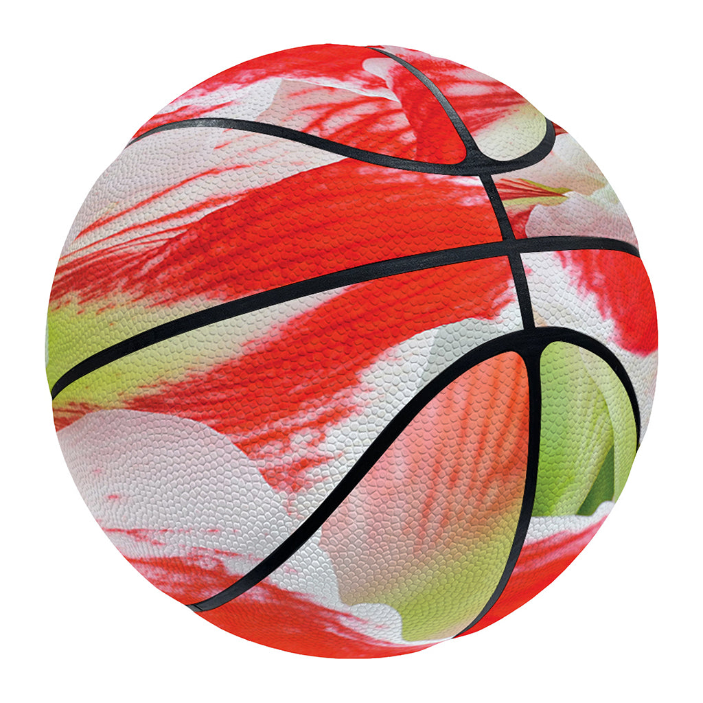 Red And White Amaryllis Print Basketball